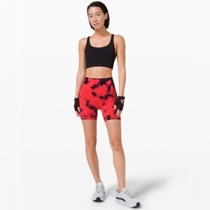 Lululemon Align Tie-Dye Bike Shorts – Red & Black, Size 2